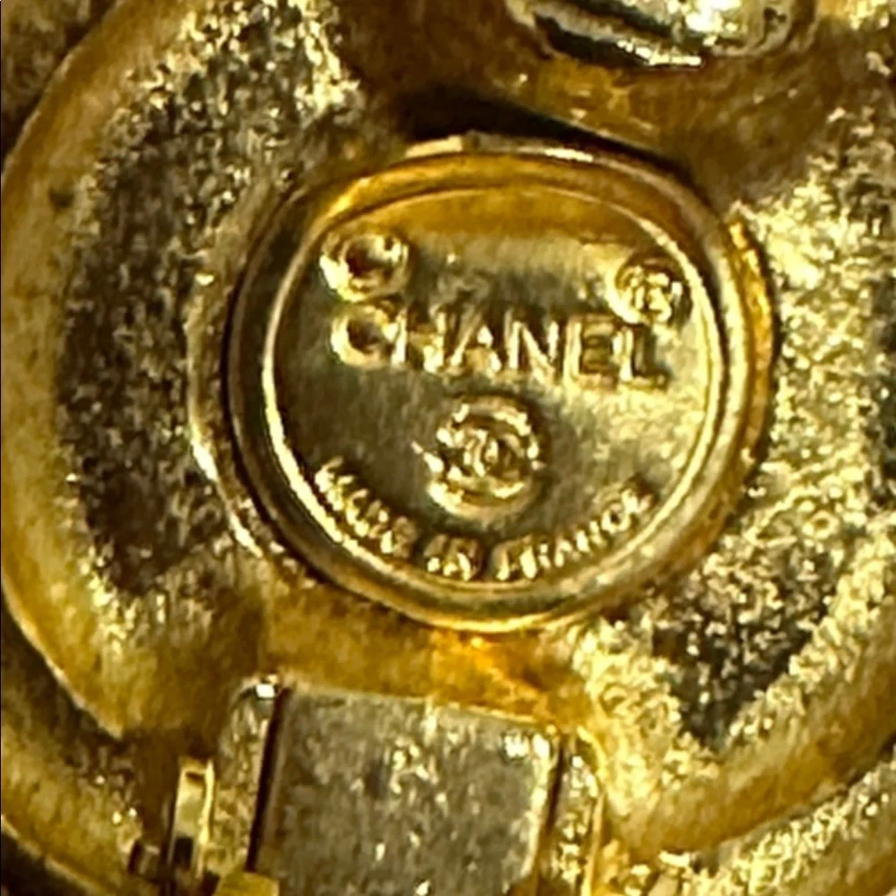 Chanel Gold-Tone Button Earrings